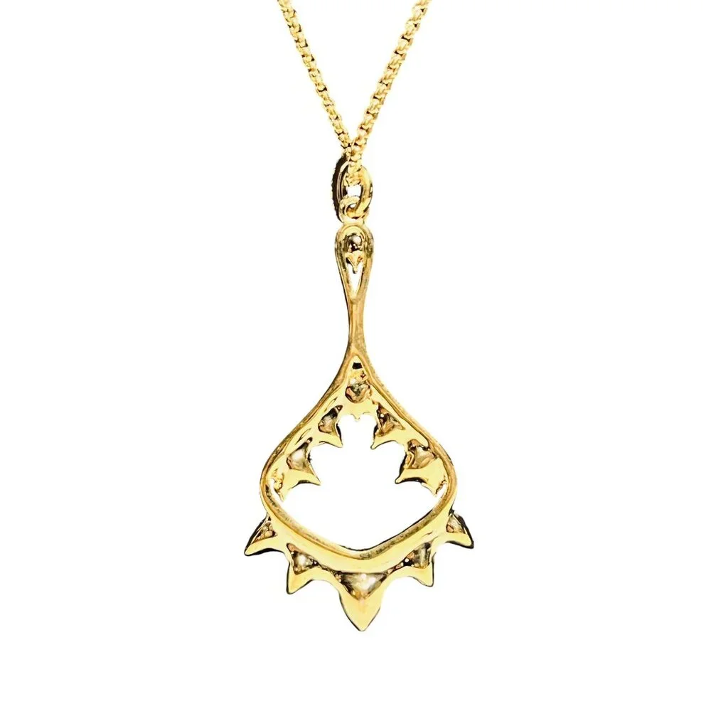 Vince Camuto Gold Tone Necklace With Green And Opaque Rhinestones Pendant (6267) - Picture 3 of 7